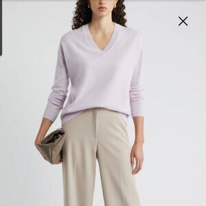 Nordstrom V Neck 100% Cashmere Sweater Women's Medium Soft Lavender Lightweight
